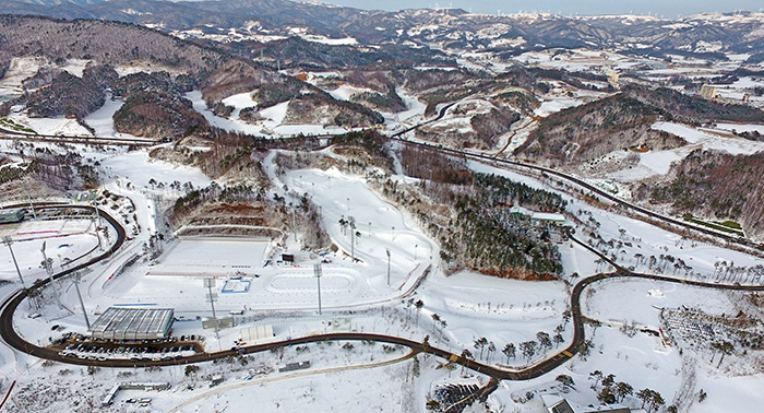 This file photo taken on Jan. 31, 2017, shows Alpensia Biathlon Centre in PyeongChang, Gangwon Province, the venue for biathlon events for the 2018 PyeongChang Olympics.